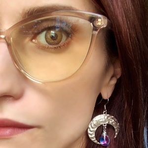 Crescent moon earrings purple lava